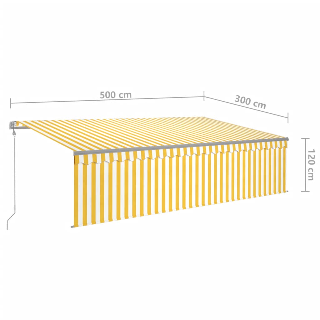 Luifel automatisch rolgordijn LED windsensor 5x3 m geel en wit is nu te koop bij PeponiXL, paradijselijk wonen!