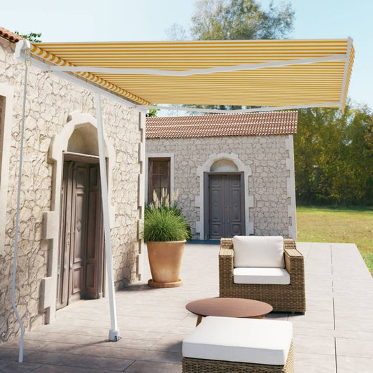 Luifel vrijstaand handmatig uittrekbaar 300x250 cm geel en wit is nu te koop bij PeponiXL, paradijselijk wonen!