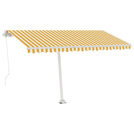 Luifel vrijstaand handmatig uittrekbaar 400x300 cm geel en wit is nu te koop bij PeponiXL, paradijselijk wonen!