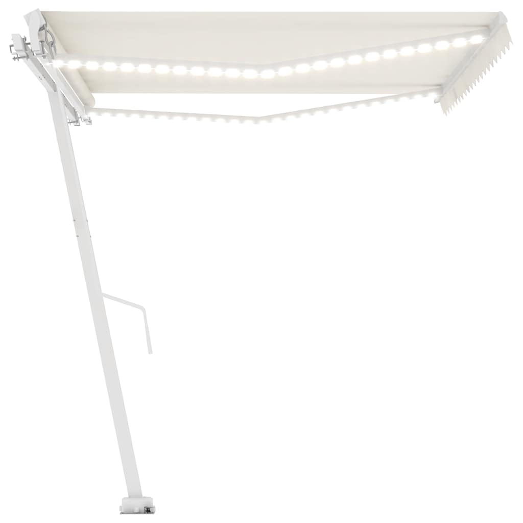 Luifel handmatig uittrekbaar met LED 400x350 cm crèmekleurig is nu te koop bij PeponiXL, paradijselijk wonen!
