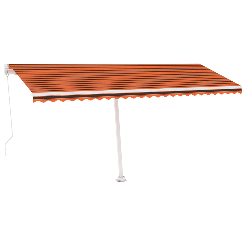 Luifel handmatig uittrekbaar met LED 500x350 cm oranje en bruin