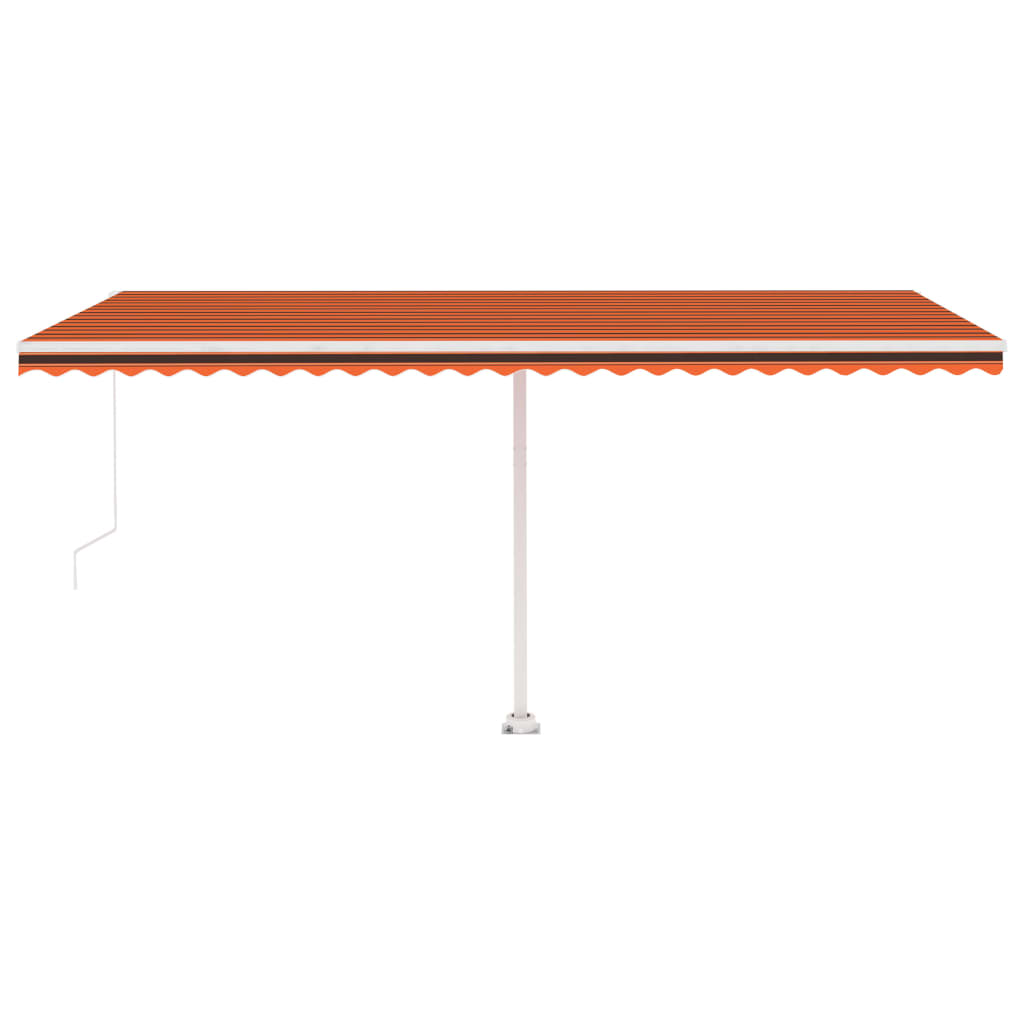 Luifel handmatig uittrekbaar met LED 500x350 cm oranje en bruin