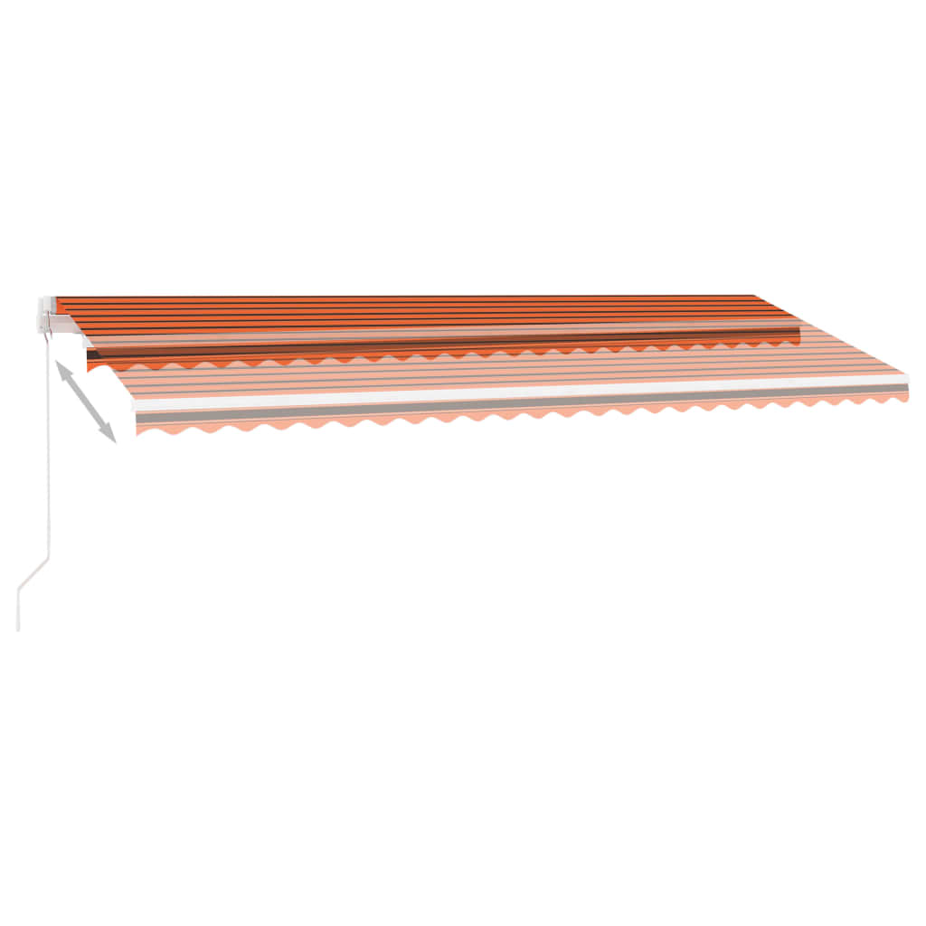 Luifel handmatig uittrekbaar met LED 500x350 cm oranje en bruin