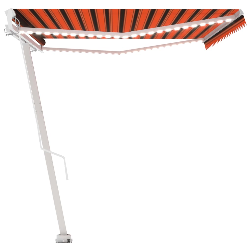 Luifel handmatig uittrekbaar met LED 500x350 cm oranje en bruin