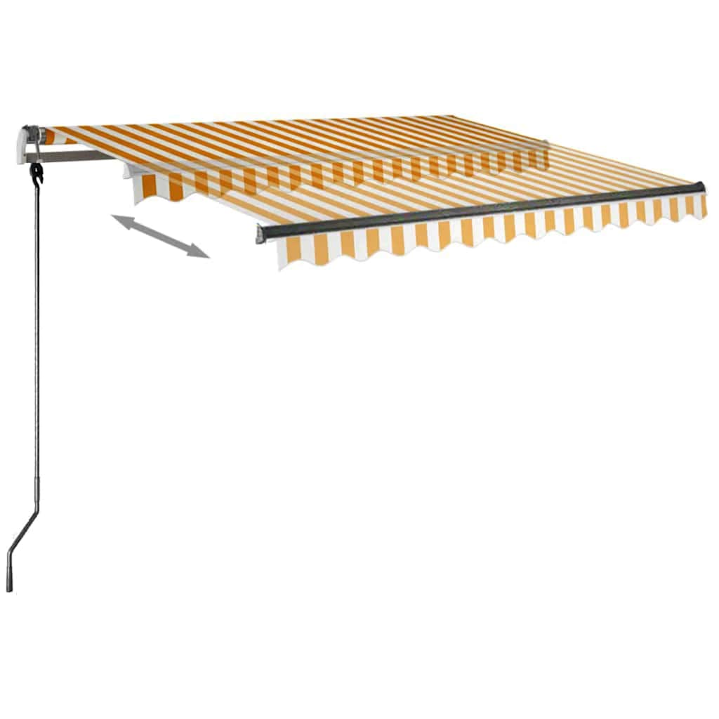 Luifel vrijstaand handmatig uittrekbaar 350x250 cm geel en wit is nu te koop bij PeponiXL, paradijselijk wonen!