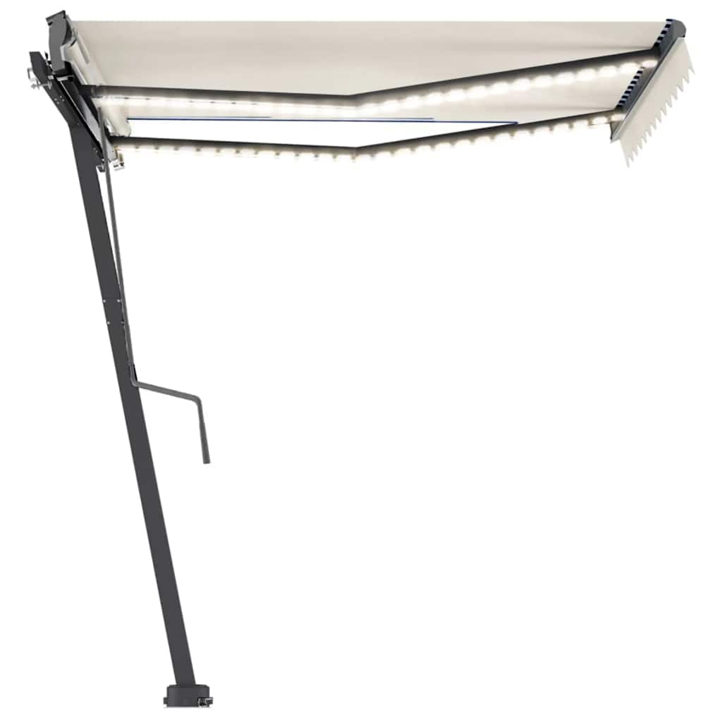 Luifel handmatig uittrekbaar met LED 350x250 cm crèmekleurig is nu te koop bij PeponiXL, paradijselijk wonen!