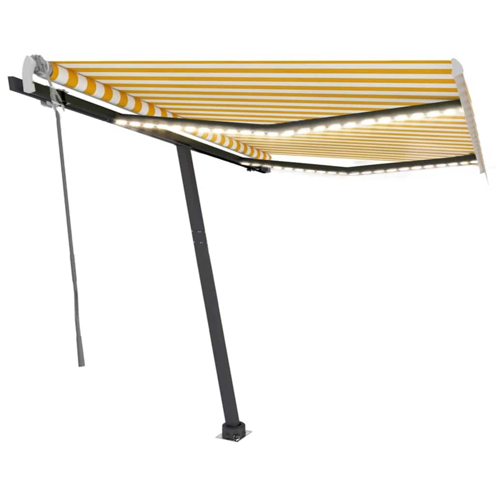 Luifel handmatig uittrekbaar met LED 350x250 cm geel en wit is nu te koop bij PeponiXL, paradijselijk wonen!