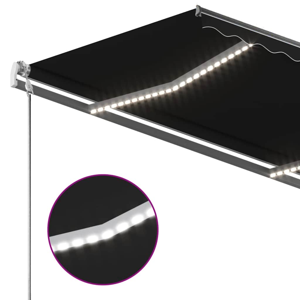 Luifel handmatig uittrekbaar met LED 350x250 cm antracietkleur is nu te koop bij PeponiXL, paradijselijk wonen!
