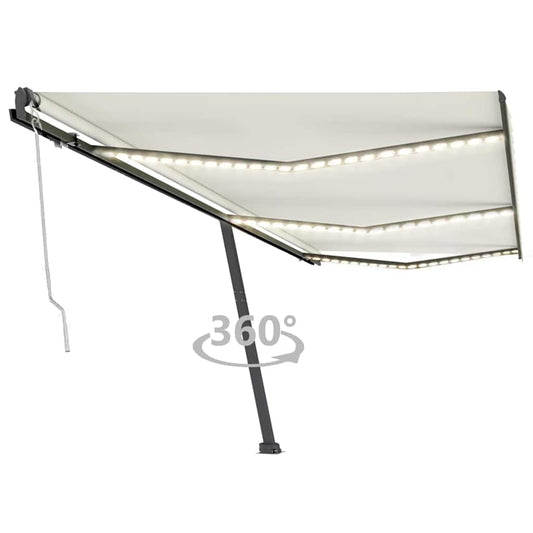 Luifel automatisch met LED en windsensor 600x300 cm crèmekleur is nu te koop bij PeponiXL, paradijselijk wonen!