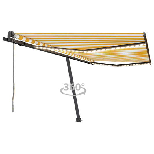 Luifel automatisch met LED en windsensor 400x350 cm geel en wit is nu te koop bij PeponiXL, paradijselijk wonen!