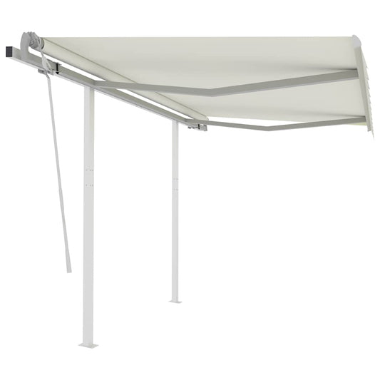 Luifel handmatig uittrekbaar met palen 3x2,5 m crèmekleurig is nu te koop bij PeponiXL, paradijselijk wonen!