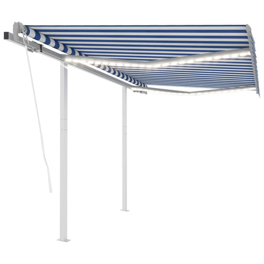 Luifel automatisch met LED en windsensor 3x2,5 m blauw en wit is nu te koop bij PeponiXL, paradijselijk wonen!