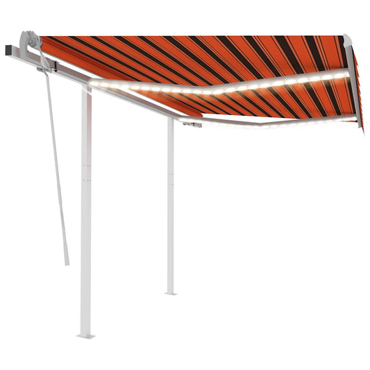 Luifel handmatig uittrekbaar met LED 3,5x2,5 m oranje en bruin is nu te koop bij PeponiXL, paradijselijk wonen!