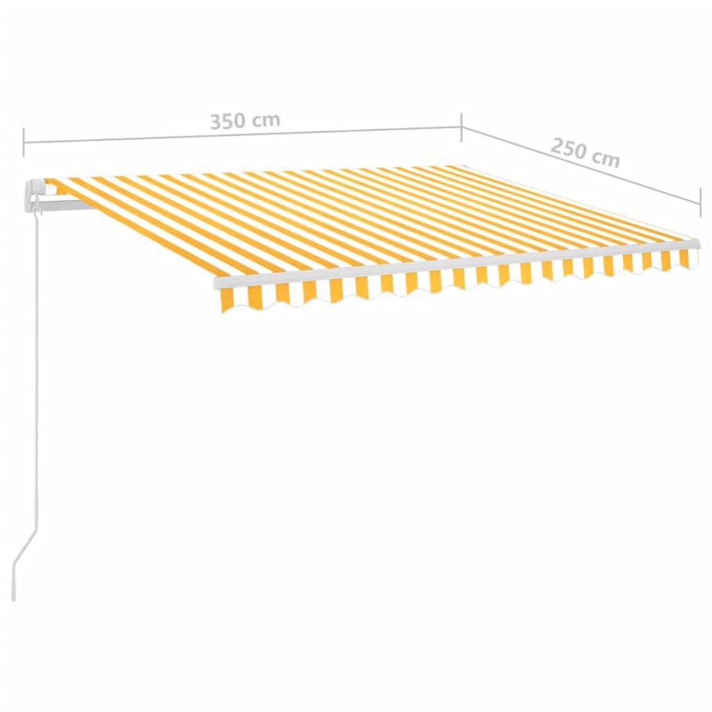 Luifel automatisch met LED en windsensor 3,5x2,5 m geel en wit