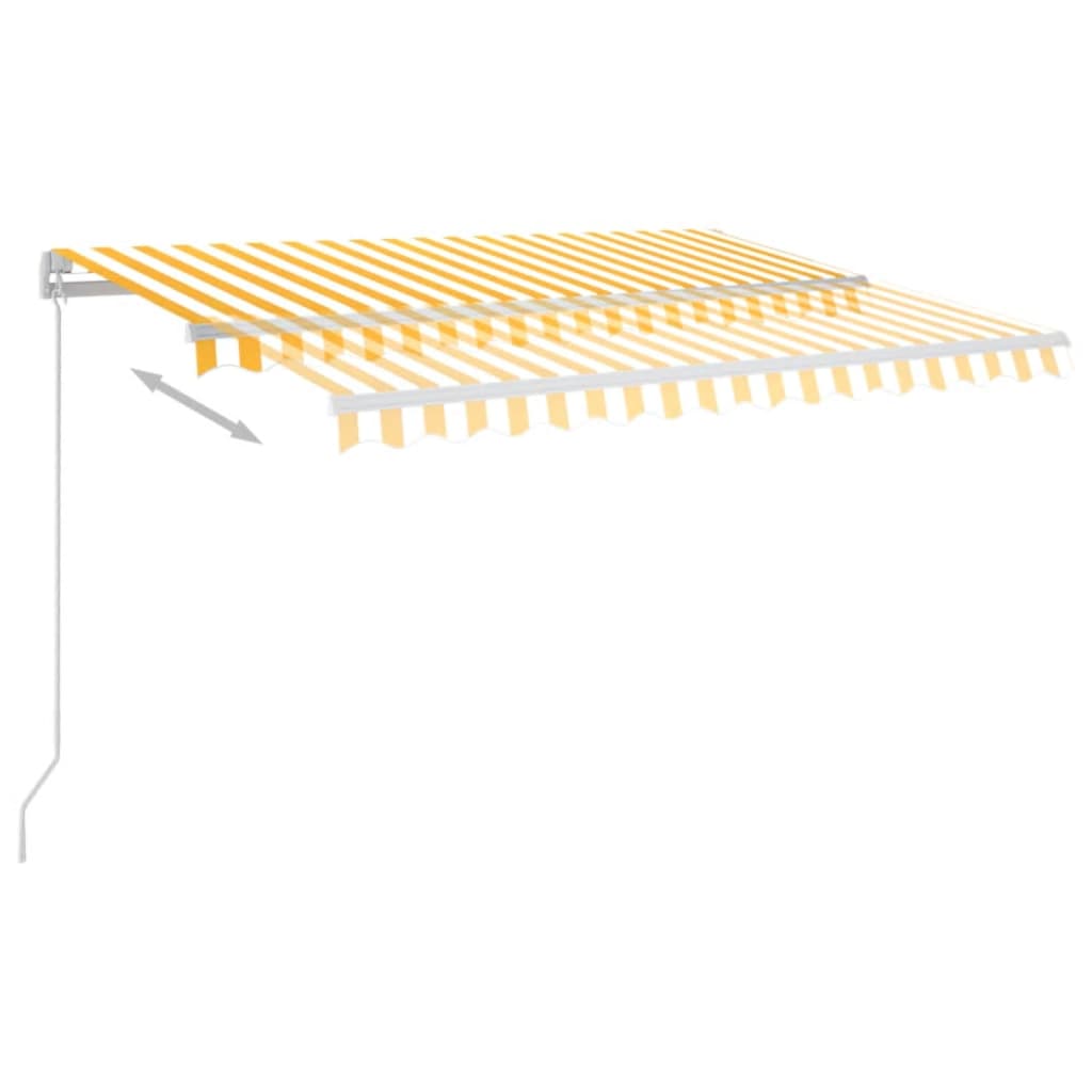 Luifel automatisch met LED en windsensor 3,5x2,5 m geel en wit