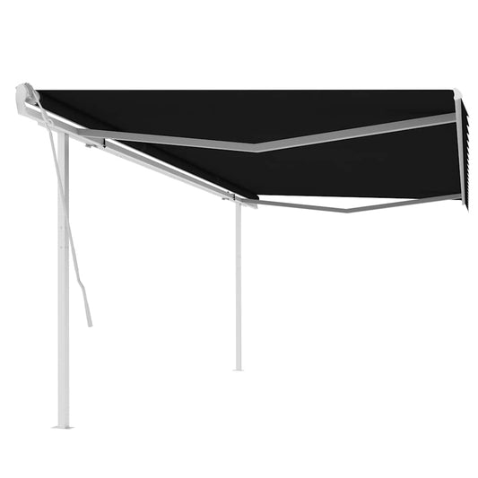 Luifel handmatig uittrekbaar met palen 5x3 m antracietkleurig is nu te koop bij PeponiXL, paradijselijk wonen!