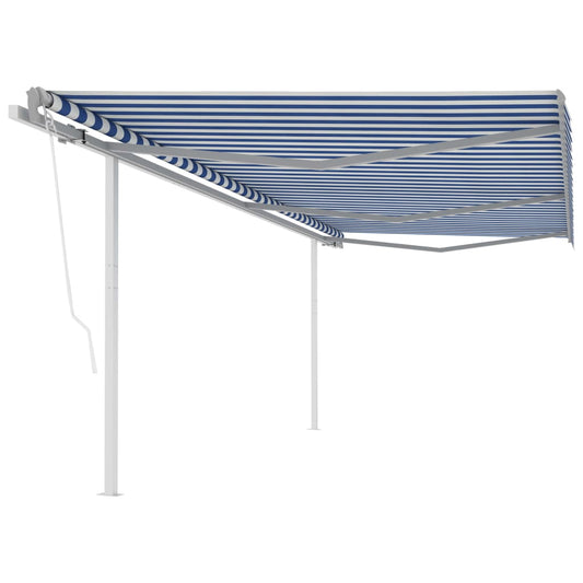 Luifel automatisch uittrekbaar met palen 6x3 m blauw en wit is nu te koop bij PeponiXL, paradijselijk wonen!