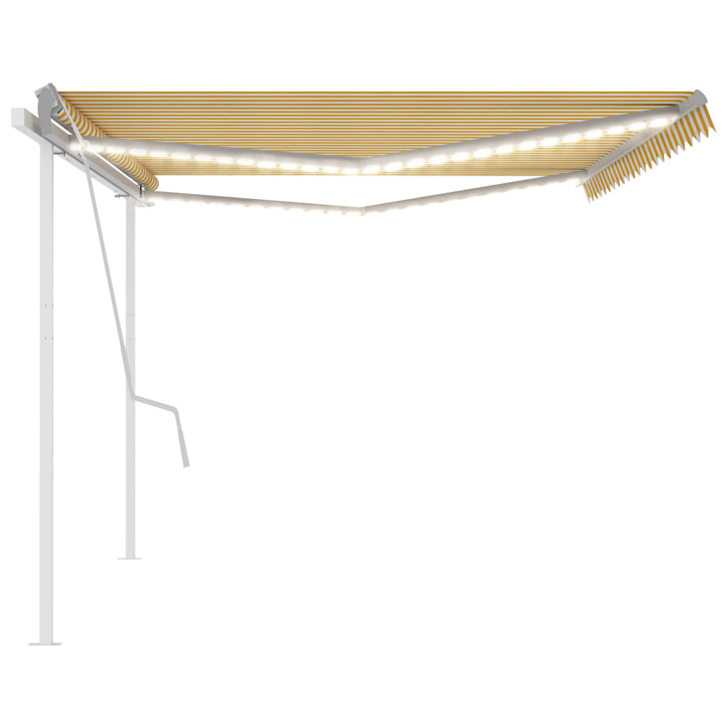 Luifel handmatig uittrekbaar met LED 5x3,5 m geel en wit is nu te koop bij PeponiXL, paradijselijk wonen!