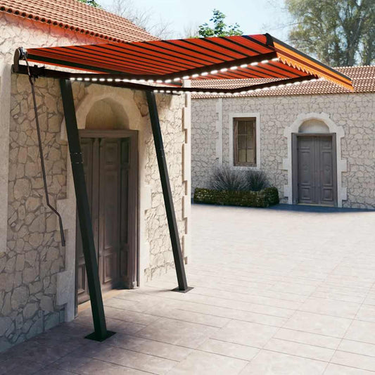 Luifel handmatig uittrekbaar met LED 3,5x2,5 m oranje en bruin is nu te koop bij PeponiXL, paradijselijk wonen!