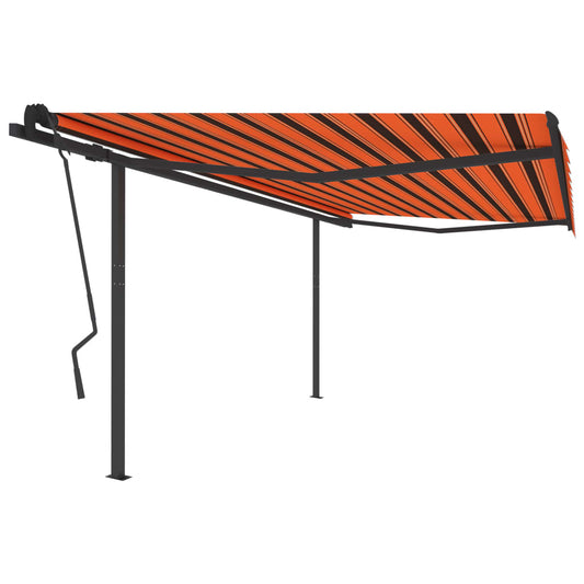 Luifel automatisch uittrekbaar met palen 4,5x3,5 m oranje bruin is nu te koop bij PeponiXL, paradijselijk wonen!