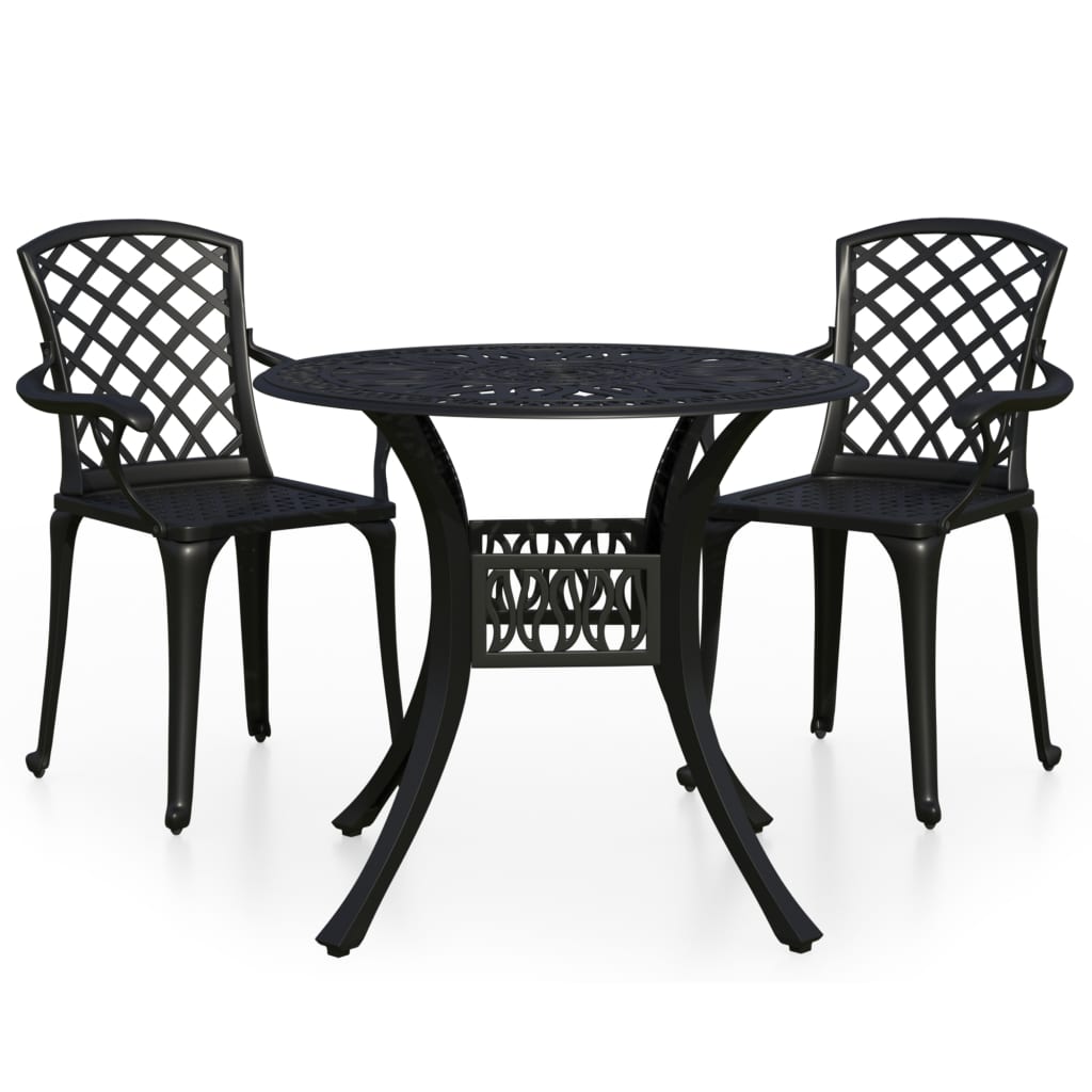 3-delige Bistroset gietaluminium zwart is nu te koop bij PeponiXL, paradijselijk wonen!