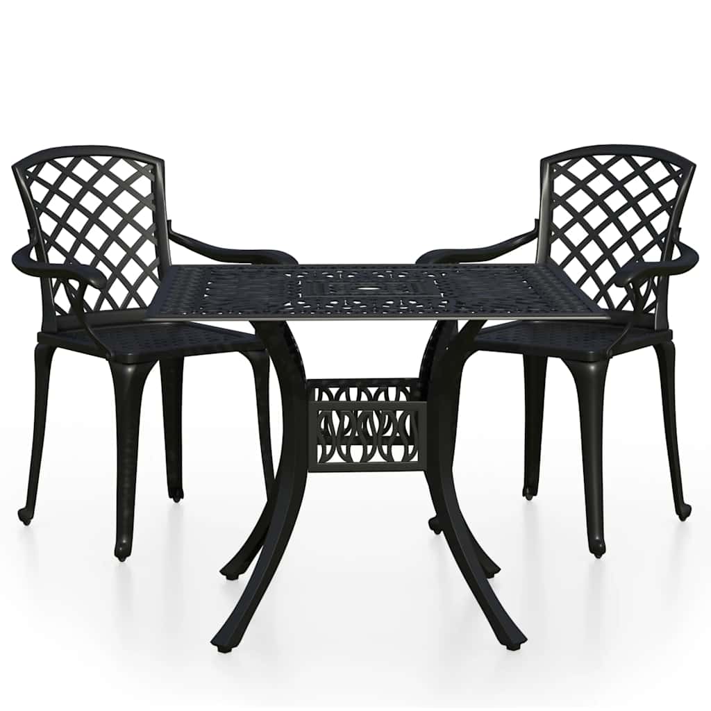 3-delige Bistroset gietaluminium zwart is nu te koop bij PeponiXL, paradijselijk wonen!