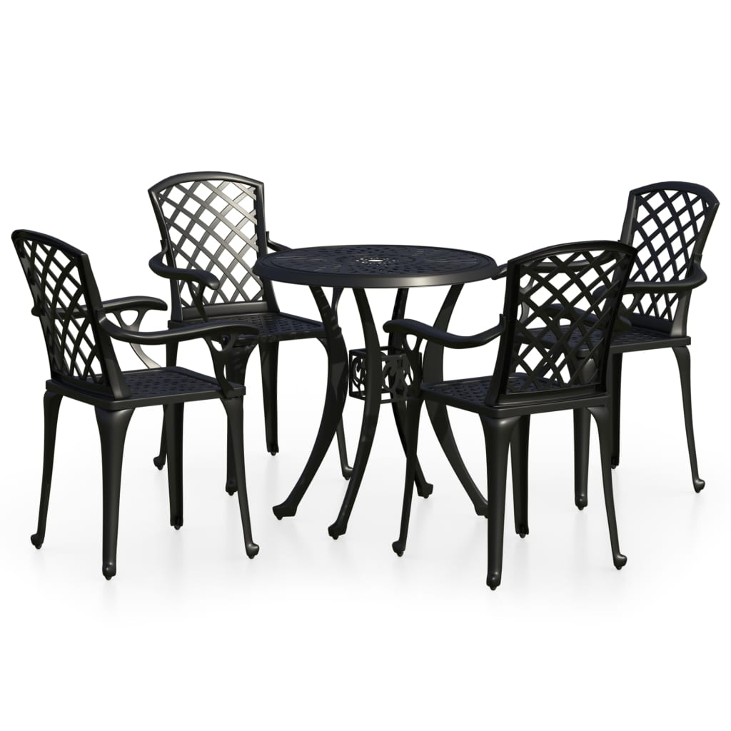 5-delige Bistroset gietaluminium zwart is nu te koop bij PeponiXL, paradijselijk wonen!