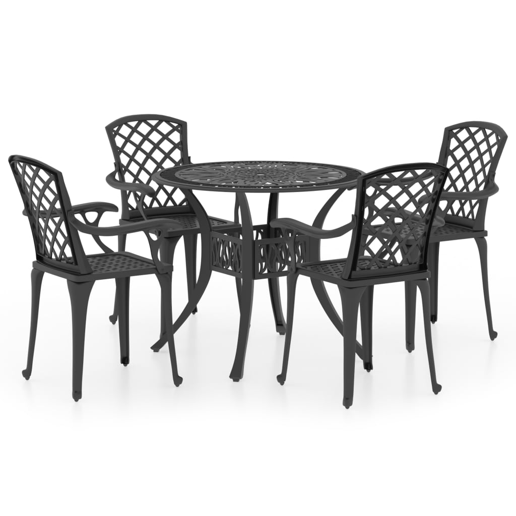 5-delige Bistroset gietaluminium zwart is nu te koop bij PeponiXL, paradijselijk wonen!
