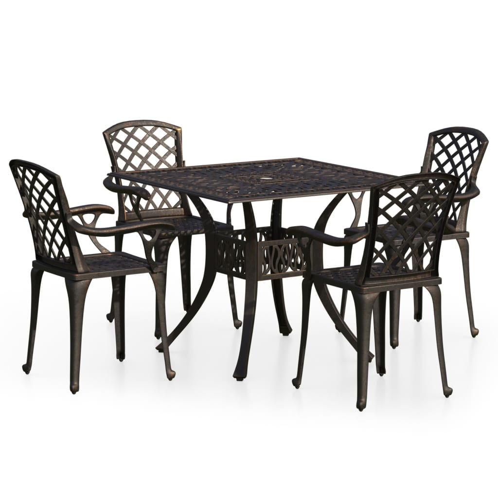 5-delige Bistroset gietaluminium bronskleurig is nu te koop bij PeponiXL, paradijselijk wonen!