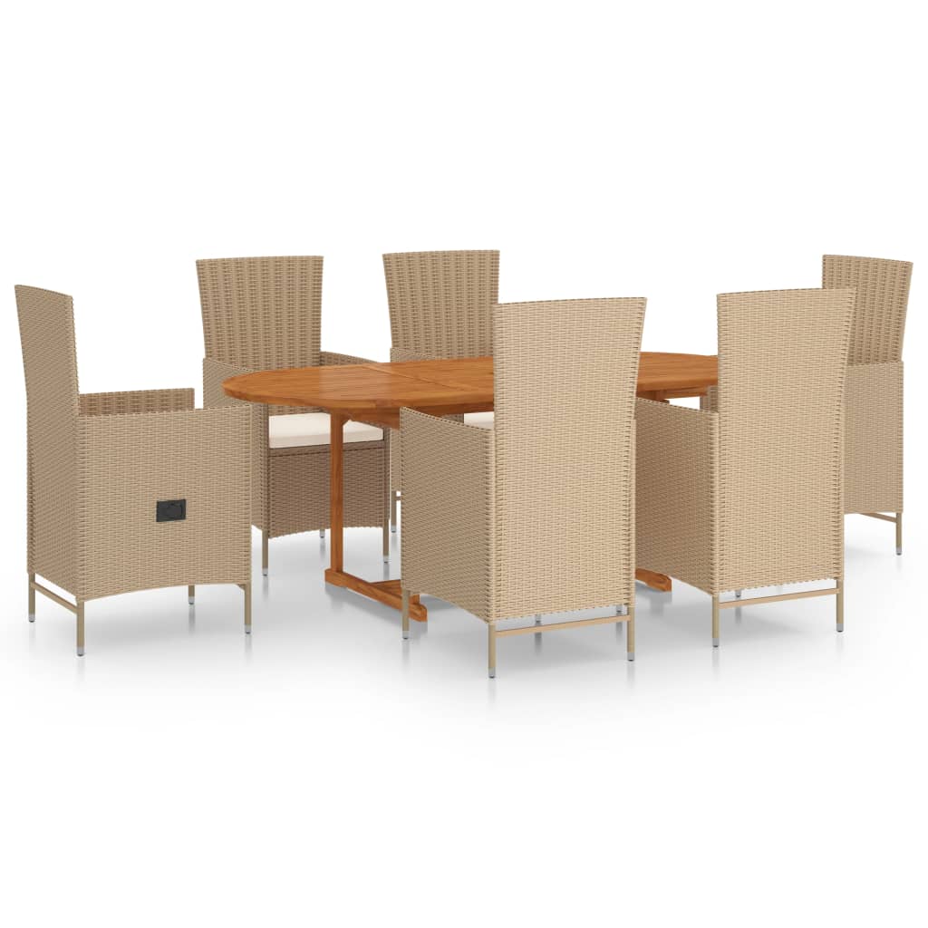 7-delige Tuinset poly rattan beige is nu te koop bij PeponiXL, paradijselijk wonen!