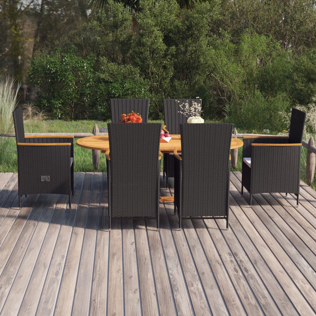7-delige Tuinset poly rattan zwart is nu te koop bij PeponiXL, paradijselijk wonen!