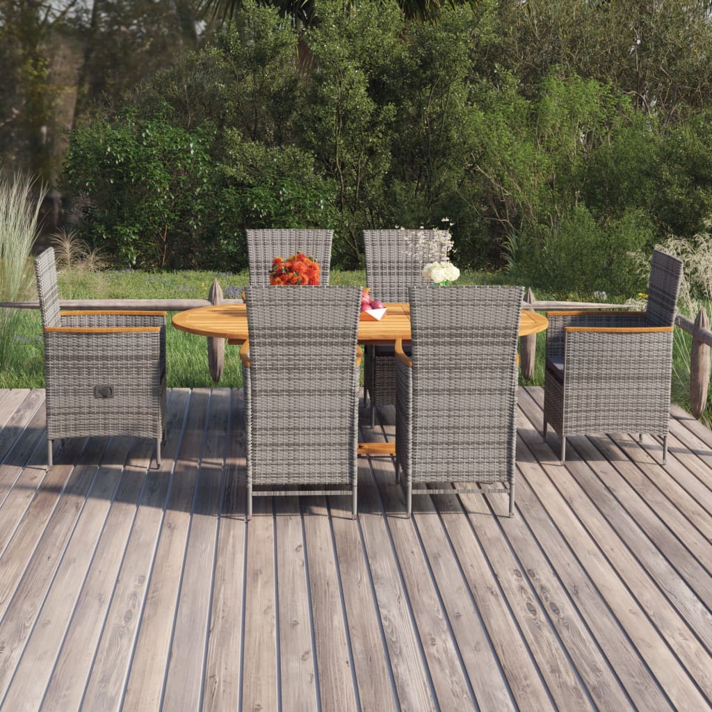 7-delige Tuinset poly rattan grijs is nu te koop bij PeponiXL, paradijselijk wonen!
