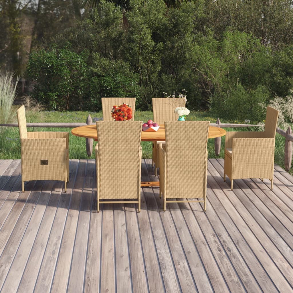 7-delige Tuinset poly rattan beige is nu te koop bij PeponiXL, paradijselijk wonen!
