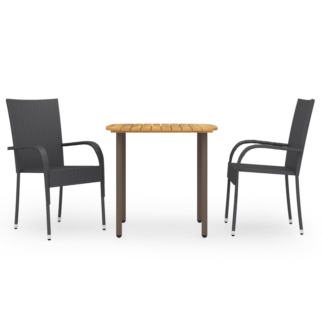3-delige Tuinset poly rattan zwart is nu te koop bij PeponiXL, paradijselijk wonen!