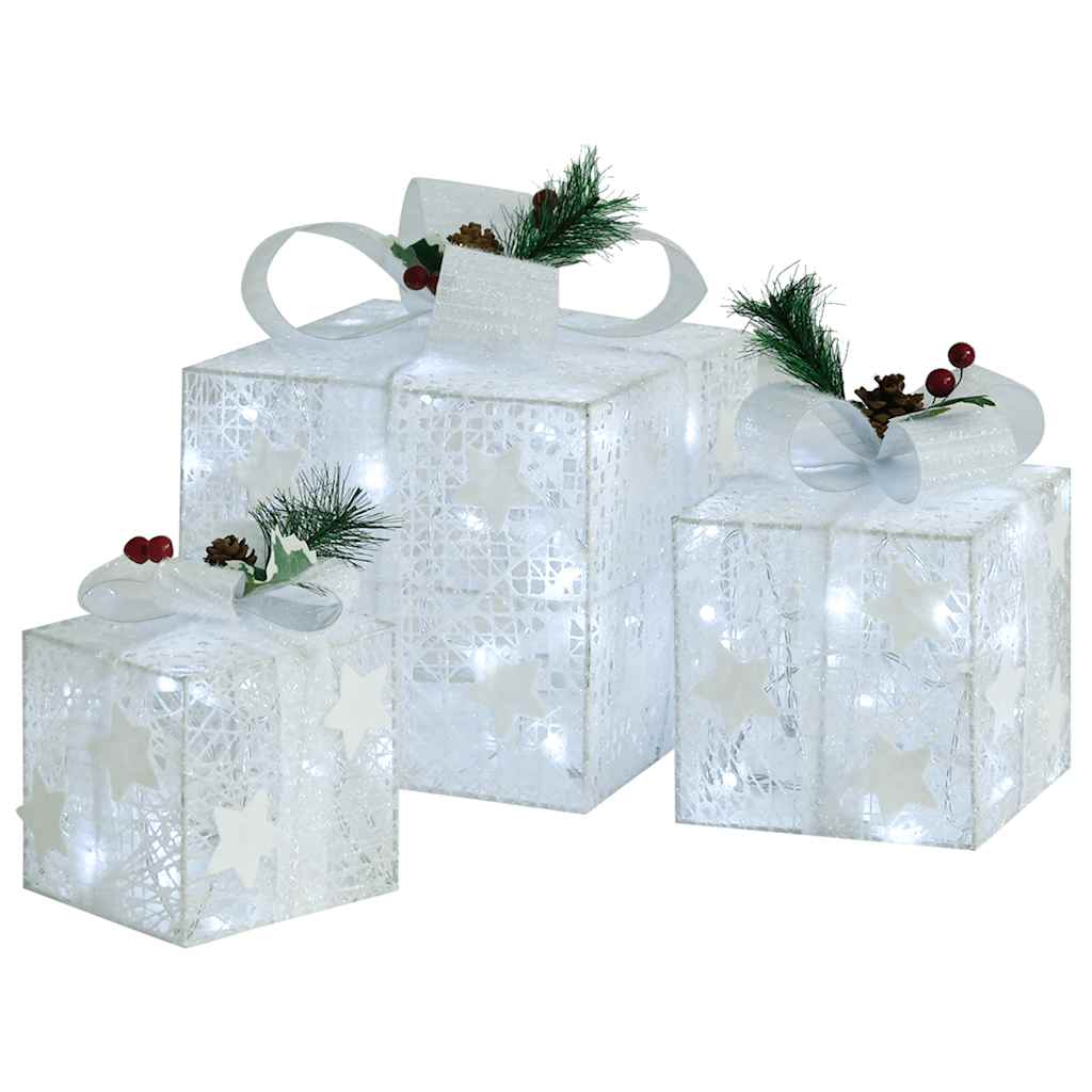 Kerstdecoratie geschenkdozen 3 st binnen/buiten wit is nu te koop bij PeponiXL, paradijselijk wonen!