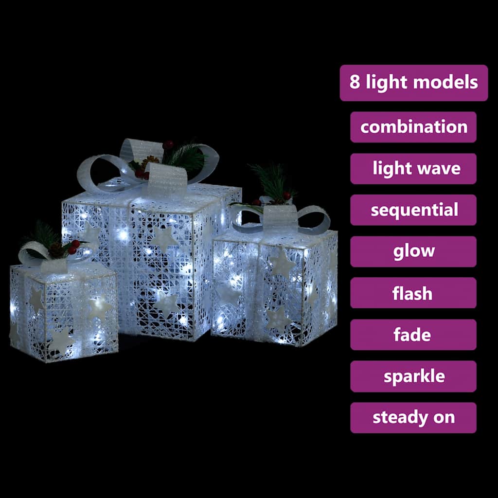 Kerstdecoratie geschenkdozen 3 st binnen/buiten wit is nu te koop bij PeponiXL, paradijselijk wonen!