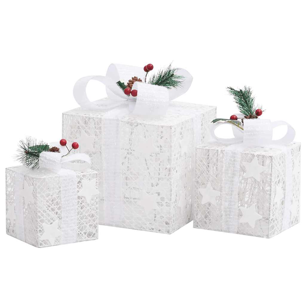 Kerstdecoratie geschenkdozen 3 st binnen/buiten wit is nu te koop bij PeponiXL, paradijselijk wonen!