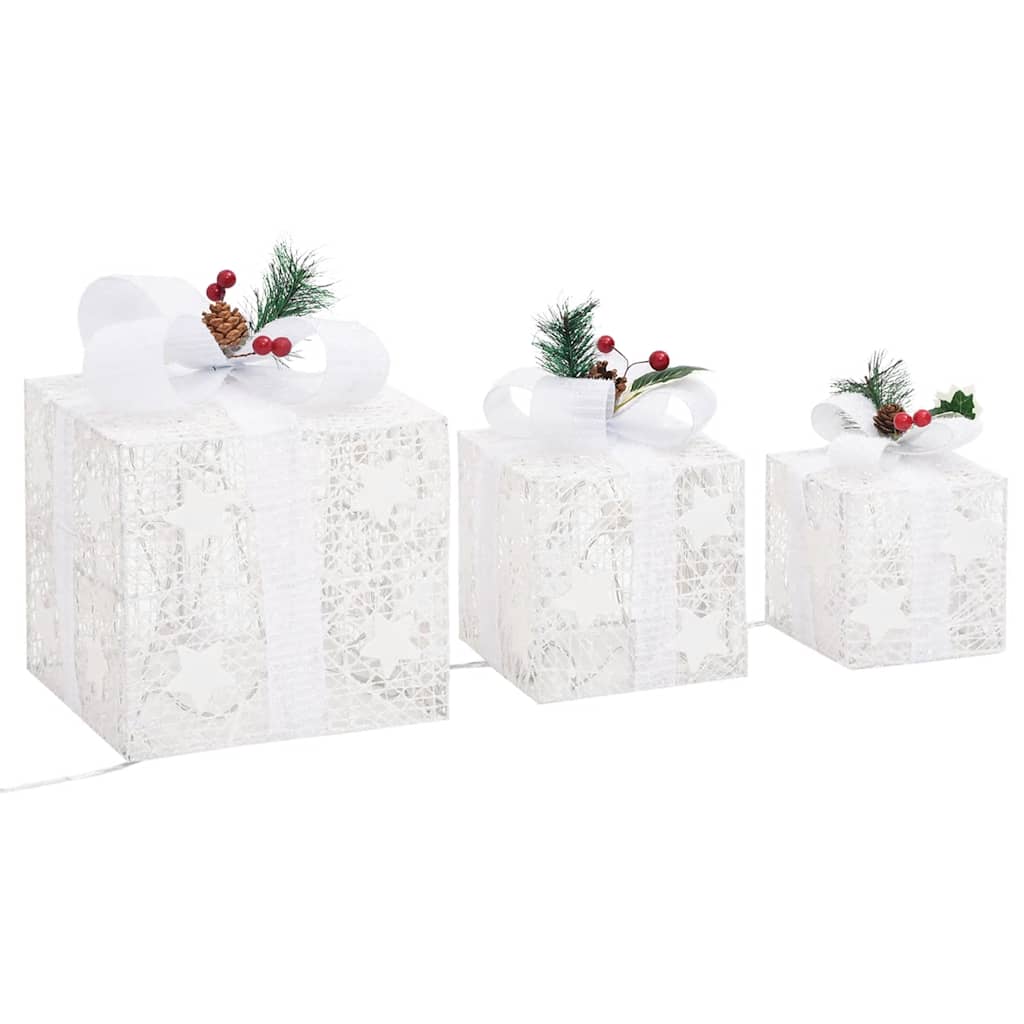 Kerstdecoratie geschenkdozen 3 st binnen/buiten wit is nu te koop bij PeponiXL, paradijselijk wonen!