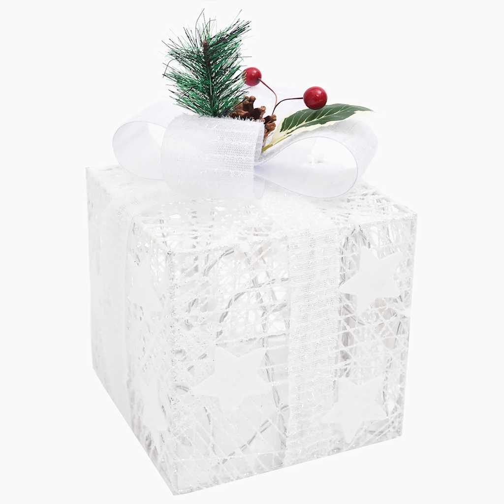Kerstdecoratie geschenkdozen 3 st binnen/buiten wit is nu te koop bij PeponiXL, paradijselijk wonen!