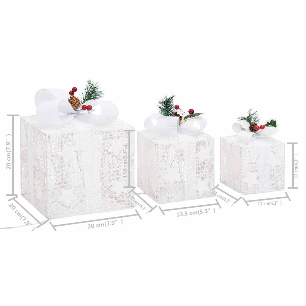 Kerstdecoratie geschenkdozen 3 st binnen/buiten wit is nu te koop bij PeponiXL, paradijselijk wonen!