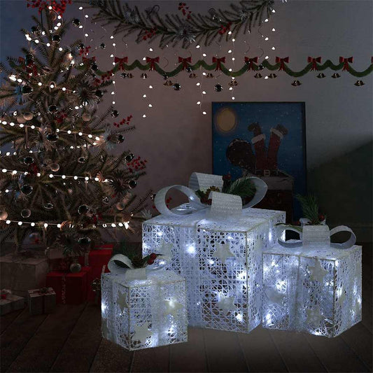 Kerstdecoratie geschenkdozen 3 st binnen/buiten wit is nu te koop bij PeponiXL, paradijselijk wonen!