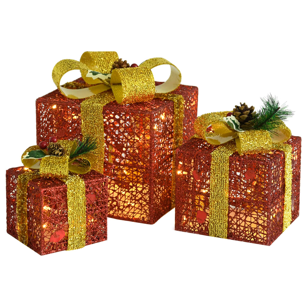 Kerstdecoratie geschenkdozen 3 st binnen/buiten rood is nu te koop bij PeponiXL, paradijselijk wonen!