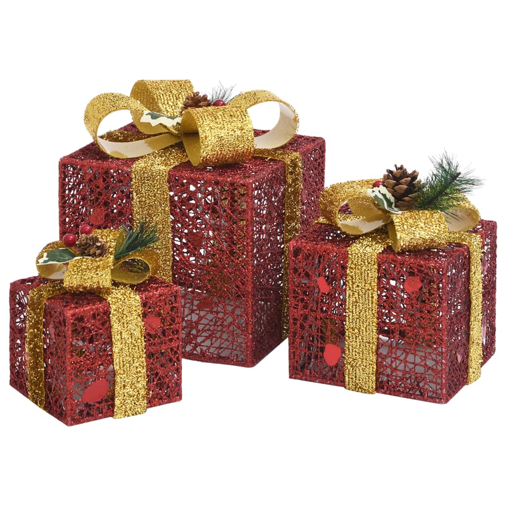 Kerstdecoratie geschenkdozen 3 st binnen/buiten rood is nu te koop bij PeponiXL, paradijselijk wonen!