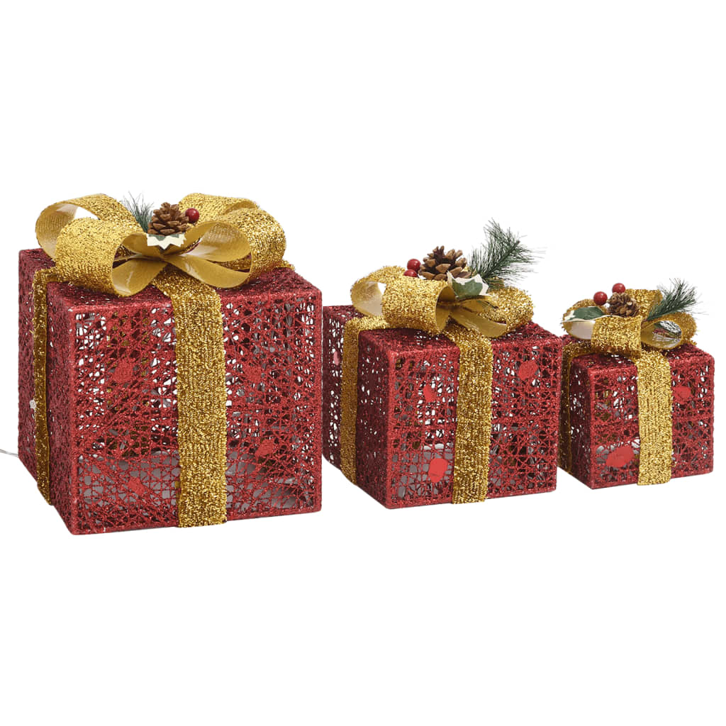 Kerstdecoratie geschenkdozen 3 st binnen/buiten rood is nu te koop bij PeponiXL, paradijselijk wonen!
