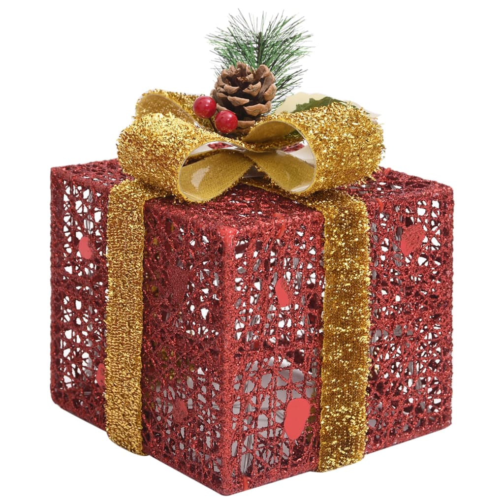 Kerstdecoratie geschenkdozen 3 st binnen/buiten rood is nu te koop bij PeponiXL, paradijselijk wonen!