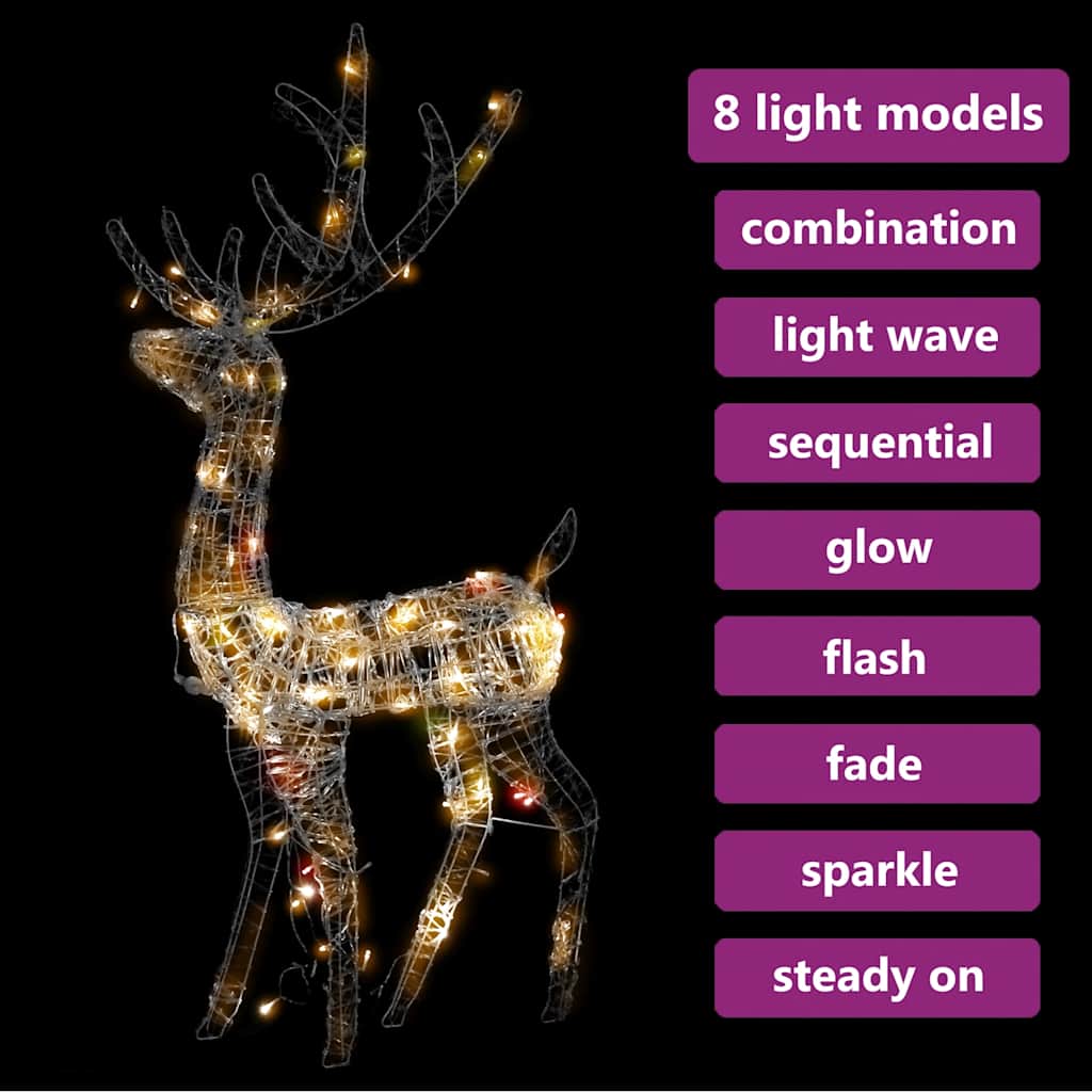 Kerstversiering rendier 140 LED's 128 cm acryl meerkleurig is nu te koop bij PeponiXL, paradijselijk wonen!
