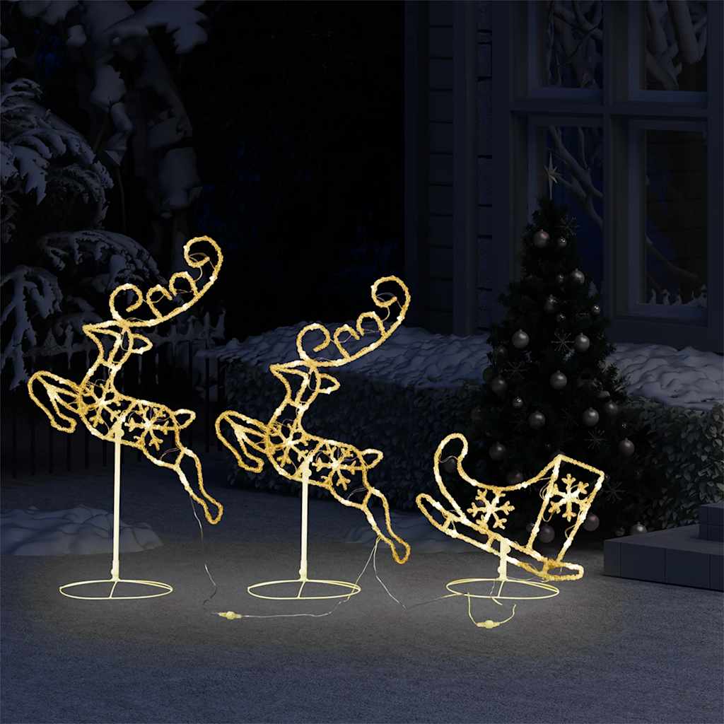Kerstdecoratie rendieren en slee 260x21x87 cm acryl warmwit is nu te koop bij PeponiXL, paradijselijk wonen!