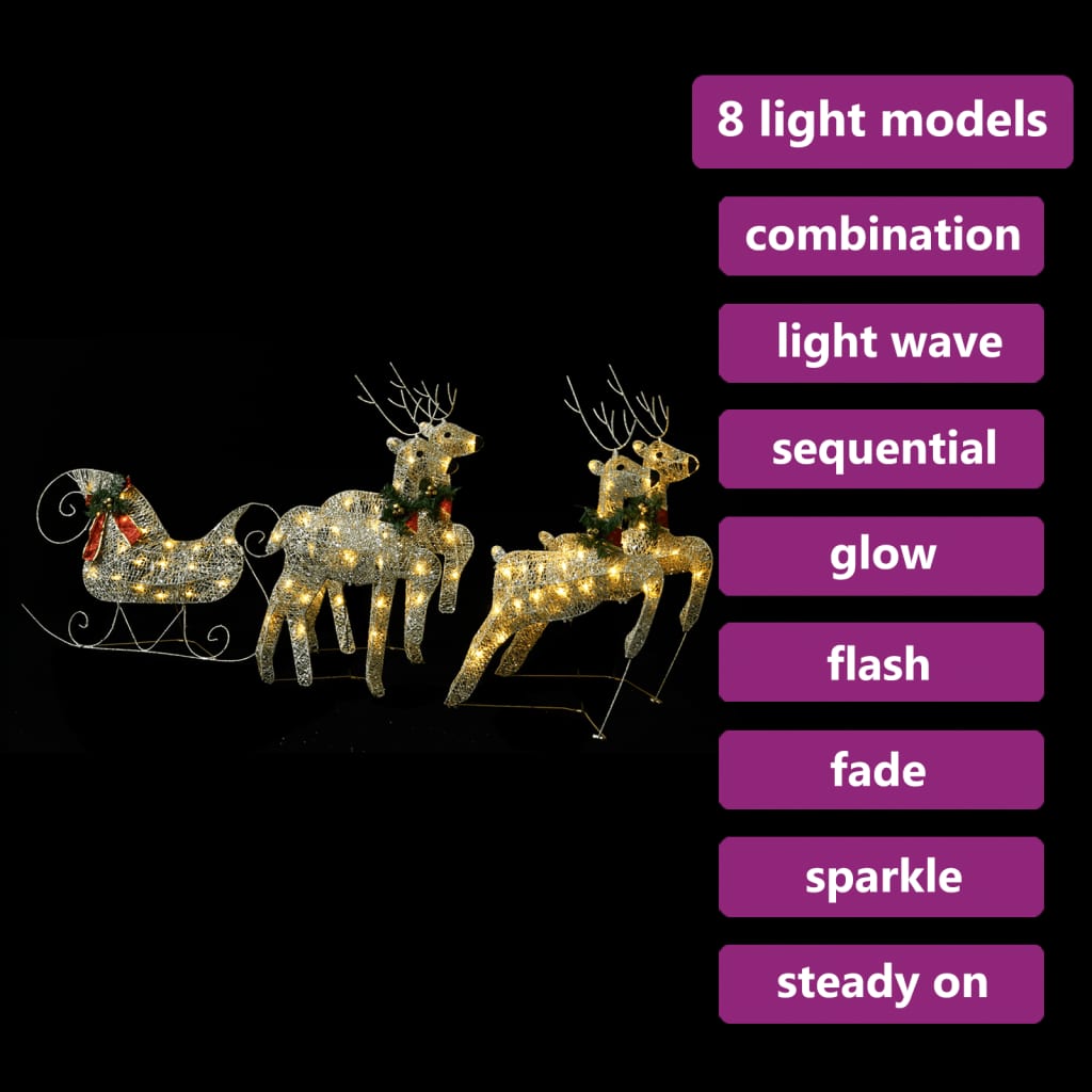 Buitenkerstversiering rendieren en slee 100 LED's goudkleurig is nu te koop bij PeponiXL, paradijselijk wonen!