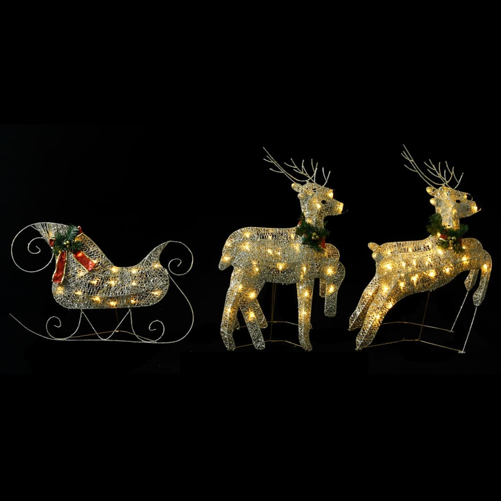 Buitenkerstversiering rendieren en slee 100 LED's goudkleurig is nu te koop bij PeponiXL, paradijselijk wonen!