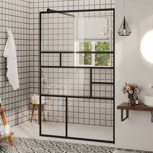 Inloopdouchewand 100x195 cm ESG-glas transparant en zwart is nu te koop bij PeponiXL, paradijselijk wonen!